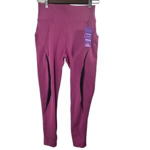 PopFit Pink Leggings Black Mesh Womens Medium NWT